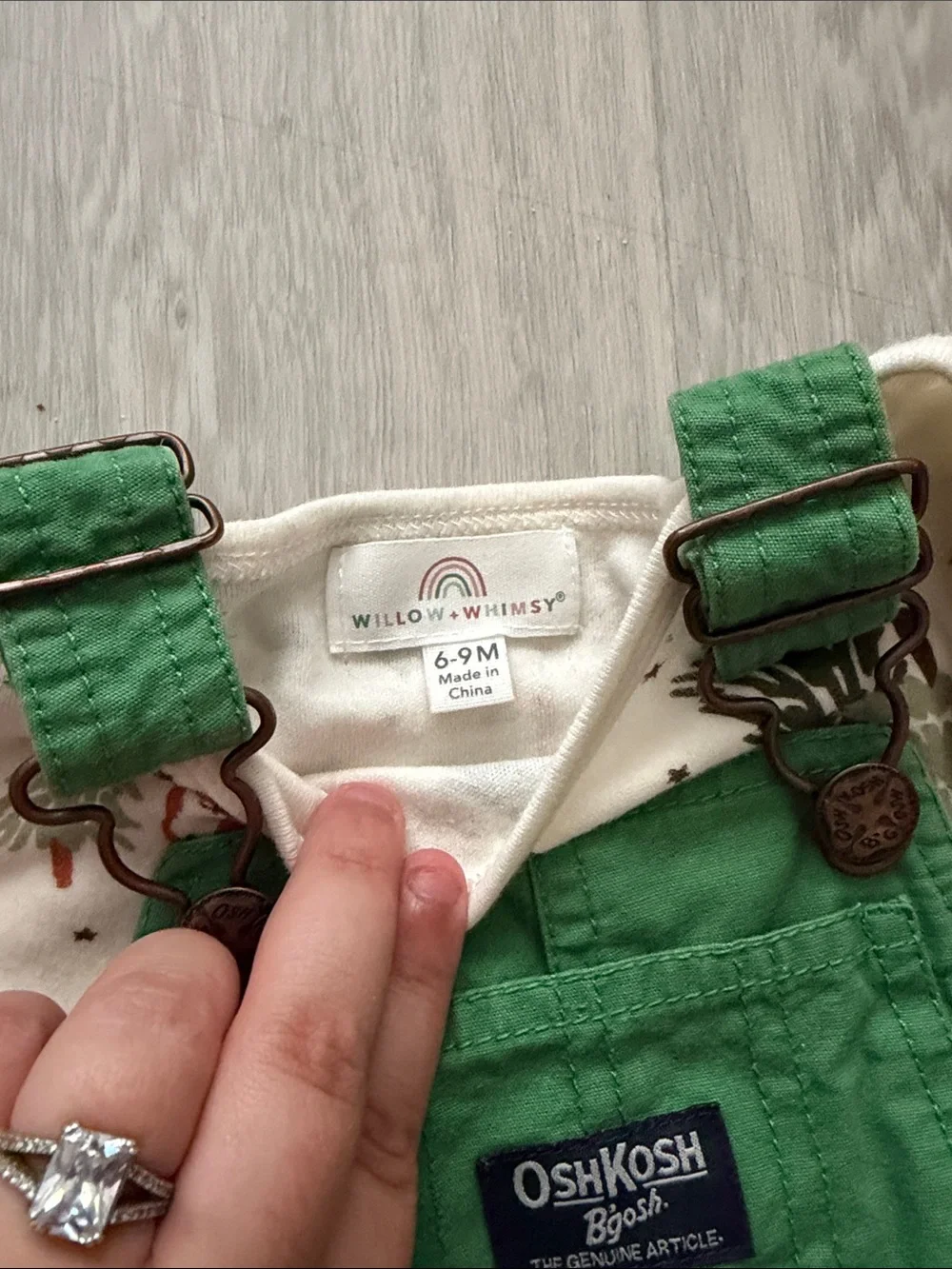 OshKosh B'gosh Forest Green Kids Overalls with Nature like bodysuit